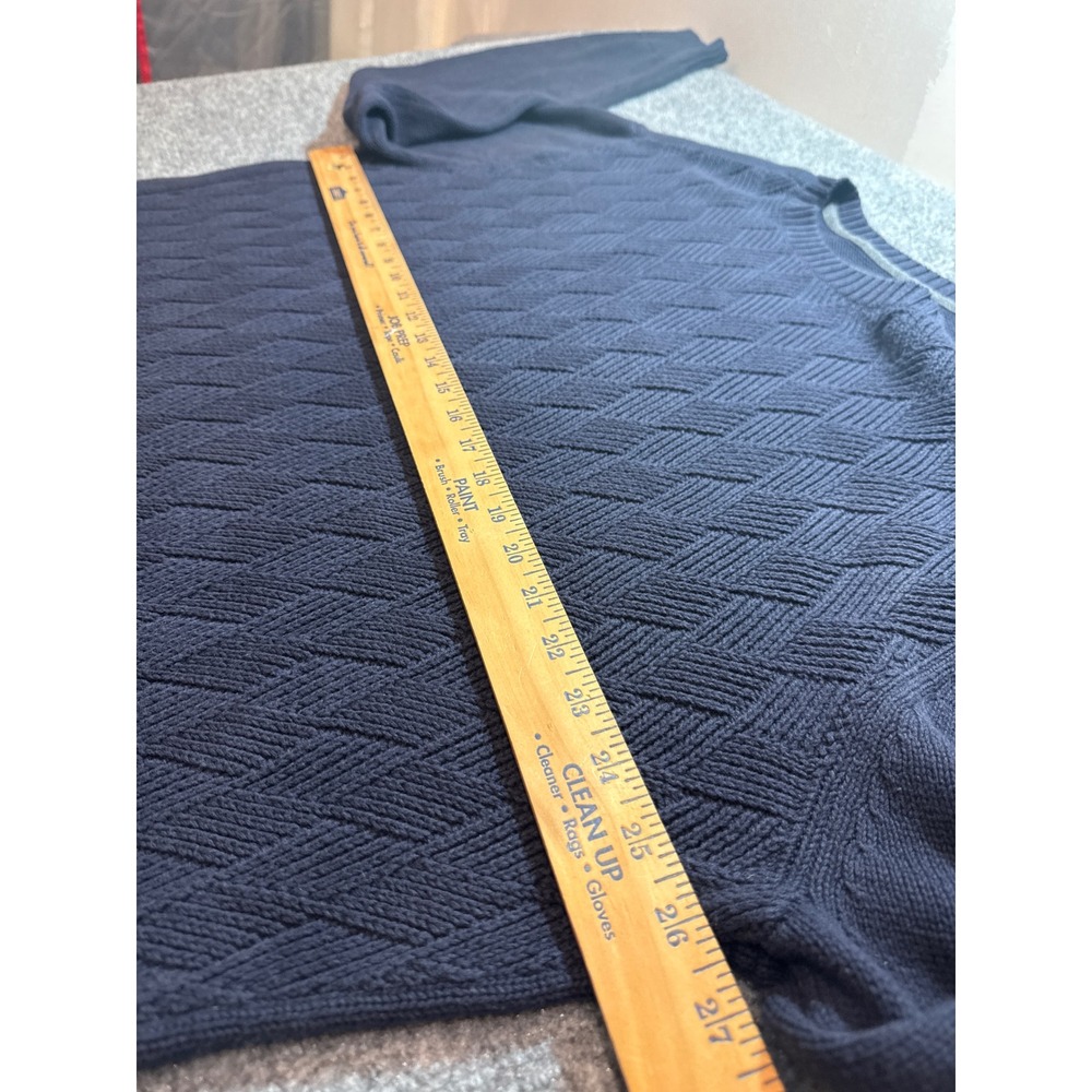 Vintage St Johns Bay Mens XXL Navy Blue Cotton Knit Sweater 90s Diamond Texture - Picture 4 of 7
